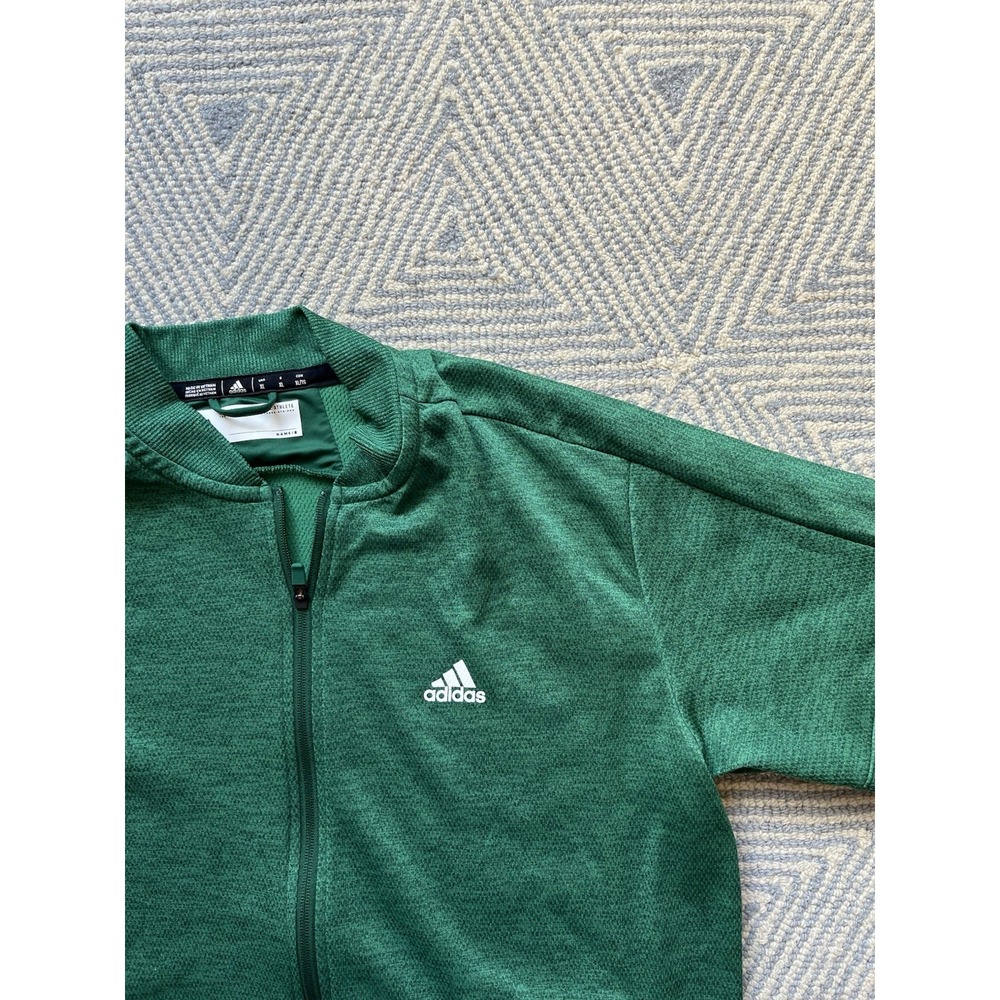 Adidas Full-Zip Polyester Track Jacket - Green/Wh… - image 4